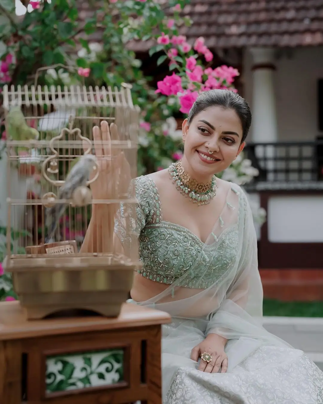 Anusree Nair In South Indian Traditional Green Lehenga Choli